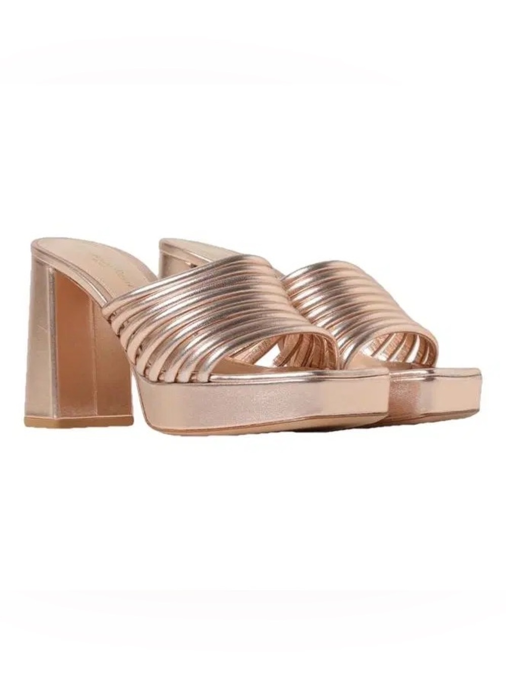 Gianvito Rossi Lena Metallic Platform Sandals in rose gold